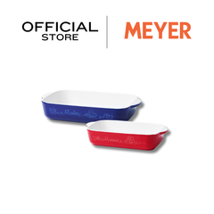 MEYER X DISNEY BON VOYAGE ชุดเซ็ตถาดอบเซรามิก 2 ชิ้น สีน้ำเงิน-แดง ลายมิคกี้เมาส์ ลิขสิทธิ์แท้ Ceramic Baker Set(48938-C)