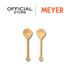 DISNEY MONOCHROME ชุดช้อนส้อมคลุกสลัด ไม้ไผ่ 2 ชิ้น ลายมิคกี้ เมาส์ ลิขสิทธิ์แท้ ขนาดความยาวรวม 29 ซม. / 11.7 นิ้ว Salad Servers (48947-C)