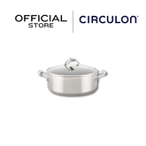 CIRCULON SteelShield S-Series หม้อต้มสแตนเลสสตีลเคลือบผิวลื่น 2 หู ขนาด 30 ซม./7.1 ลิตร พร้อมฝาแก้ว Stockpot (70054-T)