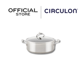 CIRCULON SteelShield S-Series หม้อต้มสแตนเลสสตีลเคลือบผิวลื่น 2 หู ขนาด 30 ซม./7.1 ลิตร พร้อมฝาแก้ว Stockpot (70054-T)