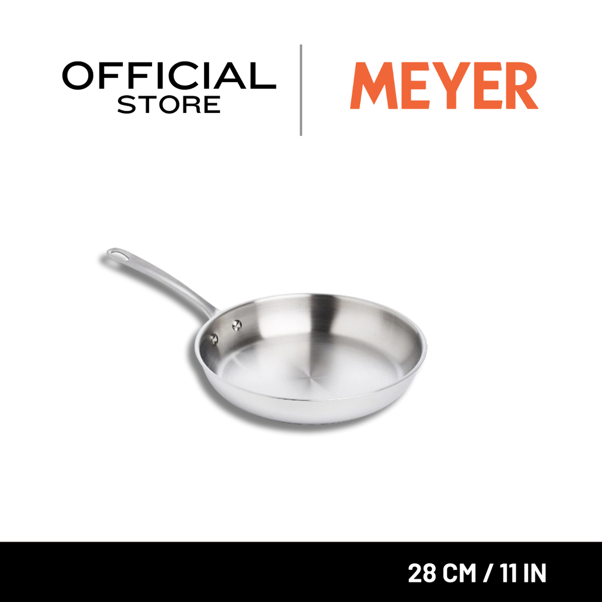 MEYER WHITE STEEL กระทะสแตนเลส ทรงตื้น 28 ซม. / 11 นิ้ว (71507-T)