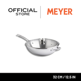 MEYER WHITE STEEL กระทะสแตนเลส ทรงลึก ขนาด 32 ซม. /12.5 นิ้ว พร้อมฝา(71508-T)