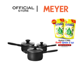 MEYER MIDNIGHT ชุดหม้อมีด้ามจับ hard-anodize พร้อมฝารวม 6 ชิ้น ขนาด 16, 18, 20 ซม. Saucepan set (85087-TE12)