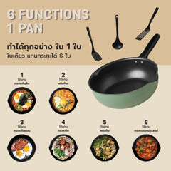 MEYER Multi-Pan 6-in-1 กระทะอเนกประสงค์ 24 ซม. เคลือบผิวลื่น ใช้ได้กับทุกเตา มี2สี