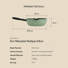 MEYER Multi-Pan 6-in-1 กระทะอเนกประสงค์ 24 ซม. เคลือบผิวลื่น ใช้ได้กับทุกเตา มี2สี