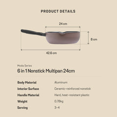 MEYER Multi-Pan 6-in-1 กระทะอเนกประสงค์ 24 ซม. เคลือบผิวลื่น ใช้ได้กับทุกเตา มี2สี