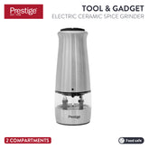 PRESTIGE ELECTRIC CERAMIC SPICE GRINDER, 2 COMPARTMENTS เครื่องบดเกลือและพริกไทยแบบ 2 หัว ขนาด 50 มิลลิลิตร ( 50674-C)