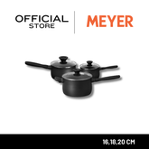 MEYER MIDNIGHT ชุดหม้อมีด้ามจับ hard-anodize พร้อมฝารวม 6 ชิ้น ขนาด 16, 18, 20 ซม. Saucepan set (85087-TE12)