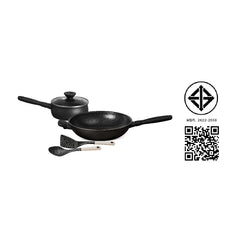 ชุดเครื่องครัว กระทะเทฟลอน หม้อเทฟลอน พร้อมฝา ใช้ได้กับเตาแม่เหล็กไฟฟ้า
MEYER MIDNIGHT ชุดเครื่องครัว hard-anodize 5 ชิ้น กระทะ หม้อด้าม พร้อมฝา มีตะหลิวและทัพพีไนล่อน Cookware set with tools (85086-TE12)