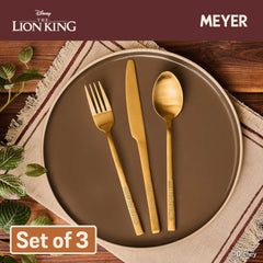 MEYER DISNEY LION KING ชุดช้อนสเตนเลสเซ็ต 3 ชิ้น ช้อน 1 ชิ้น, ส้อม 1 ชิ้น และมีด (49246-C)