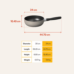 MEYER Bauhaus กระทะทรงลึก ขนาด 24 ซม./3.3 ลิตร Saucier (13766-TE12)