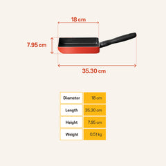 MEYER Bauhaus Induction กระทะไข่ม้วนพร้อมตะหลิวซิลิโคน ขนาด 18 ซม. Egg Roll Pan (11258-CE12)