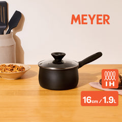 MEYER MIDNIGHT หม้อมีด้ามจับ hard-anodize ขนาด 16 ซม./1.9 ลิตร พร้อมฝา Saucepan (85095-TE12) หม้อเทฟลอน ทนความร้อน ใช้ได้กับเตาทุกชนิด ล้างง่าย ไม่ติดหม้อ