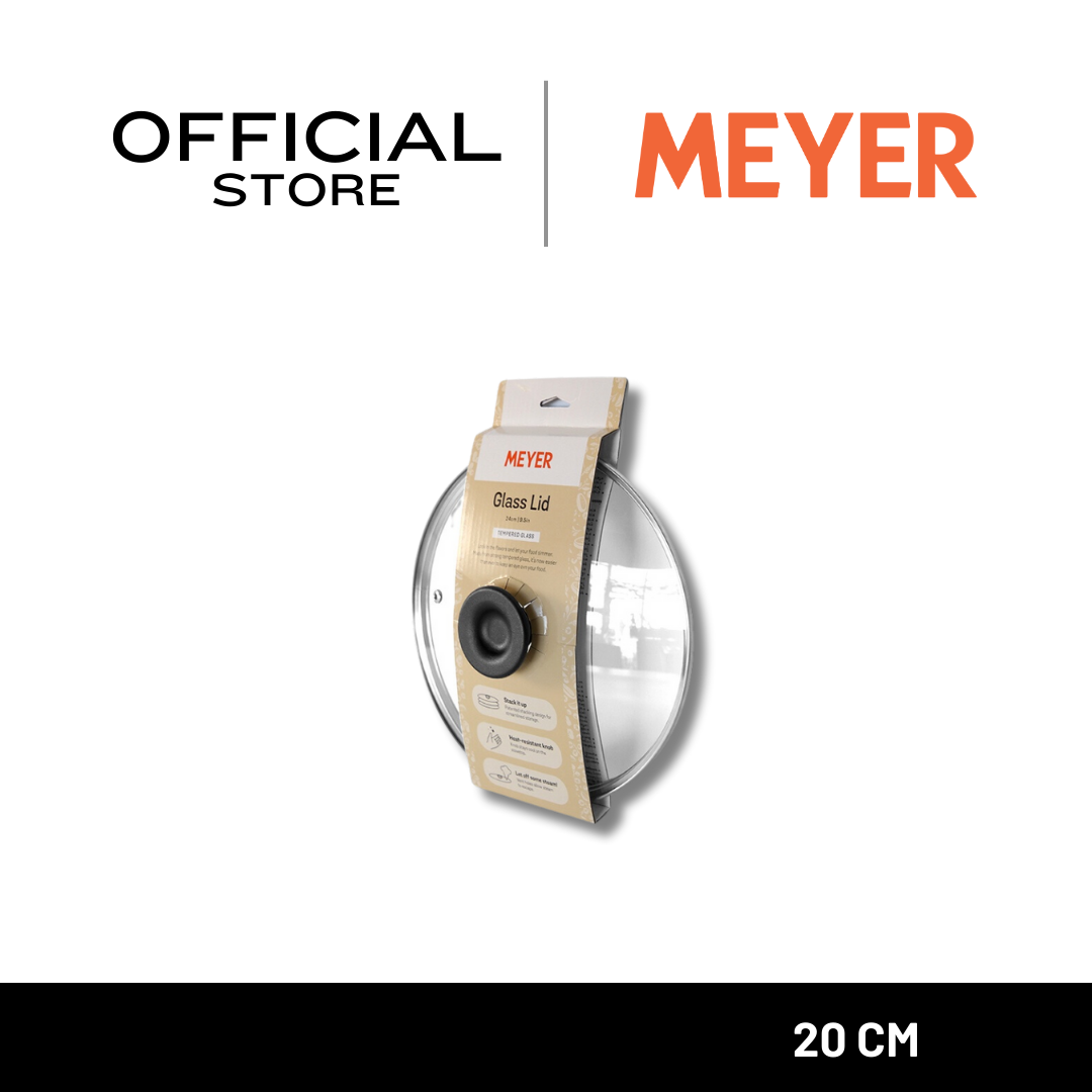 MEYER 20CM/8" GLASS LID WITH RZ KNOB (12355-C)