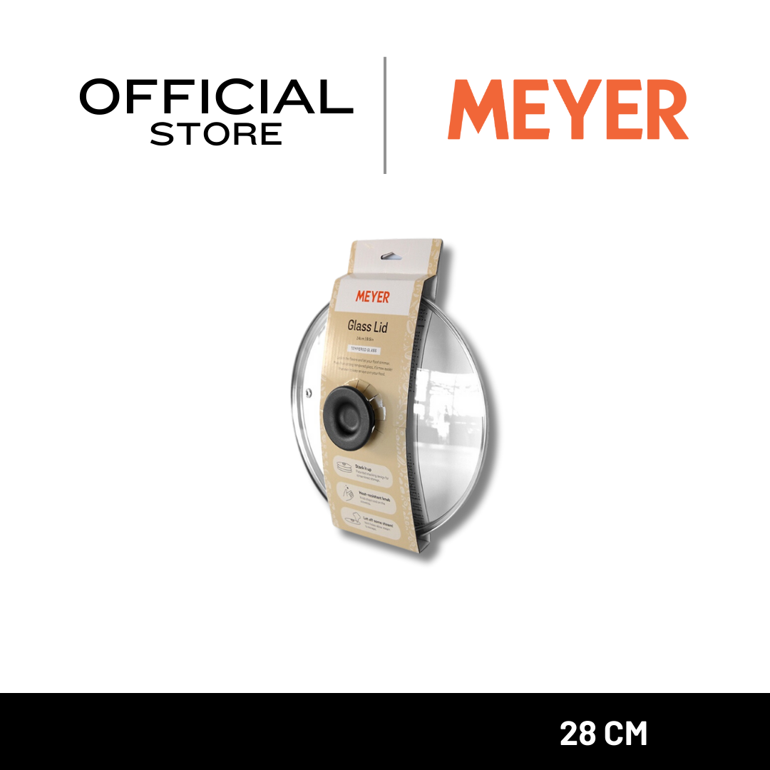 MEYER 28CM/11" GLASS LID WITH RZ KNOB (12358-C)