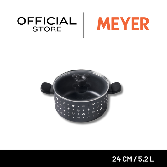 DISNEY MONOCHROME หม้อตุ๋น 2 หู MEYER ขนาด 24 ซม. / 5.2 ลิตร พร้อมฝาแก้ว Casserole ลายมิคกี้ เมาส์ ลิขสิทธิ์แท้ (18229-T)