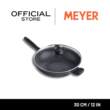 DISNEY MONOCHROME กระทะผัดก้นลึกพร้อมฝาแก้ว MEYER ขนาด 30 ซม. / 12 นิ้ว Stirfry ลายมิคกี้ เมาส์ ลิขสิทธิ์แท้ (18238-T)