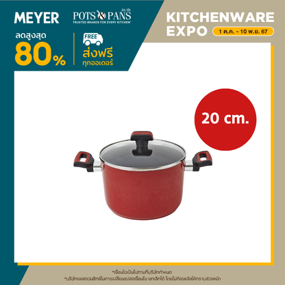 MEYER forge.red 3.8L/20CM COV SAUCEPOT, RED (22020-T)