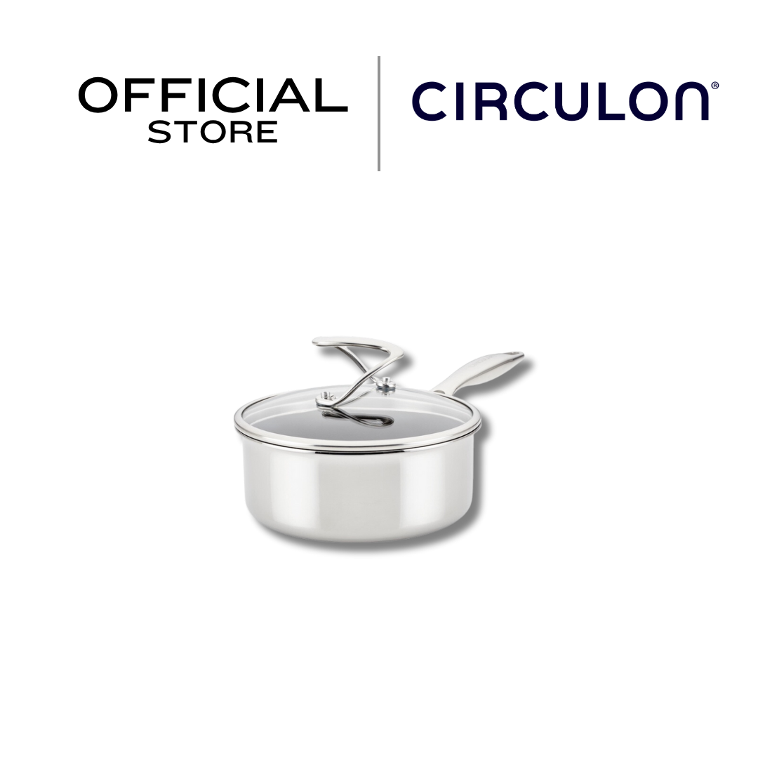 CIRCULON SteelShield C-Series หม้อมีด้ามจับสแตนเลสสตีล clad tri-ply ขนาด 18 ซม./1.9 ลิตร พร้อมฝาแก้ว Saucepan (30014-T)