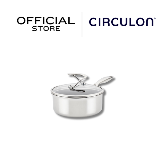 CIRCULON SteelShield C-Series หม้อมีด้ามจับสแตนเลสสตีล clad tri-ply ขนาด 18 ซม./1.9 ลิตร พร้อมฝาแก้ว Saucepan (30014-T)