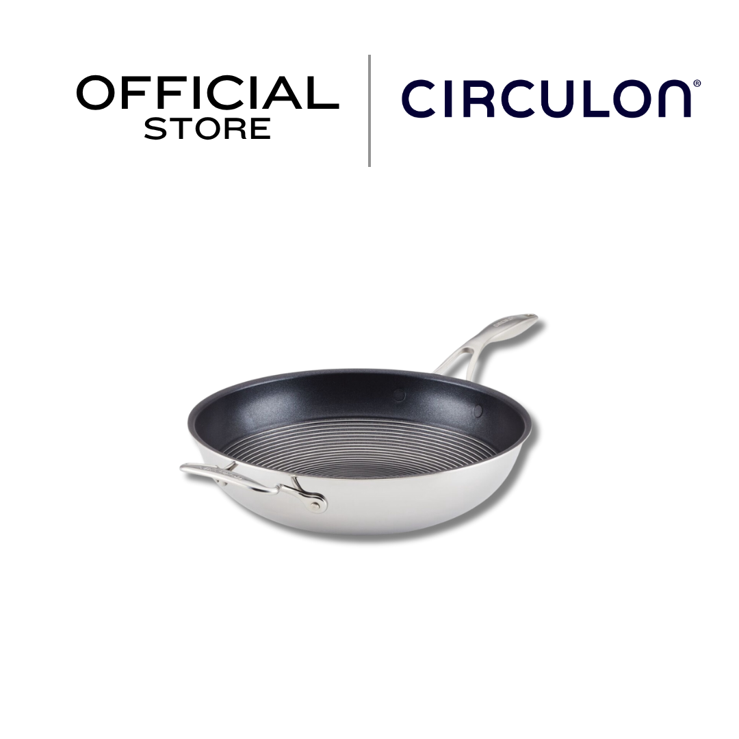 CIRCULON SteelShield C-Series กระทะผัดสแตนเลสสตีล Clad Tri-ply มีหูช่วยจับ 32 ซม. Stirfry