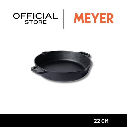 MEYER CAST IRON PRE-SEASONED CAST IRON 22CM TWO SIDE HANDLE SKILLET (48447-C)