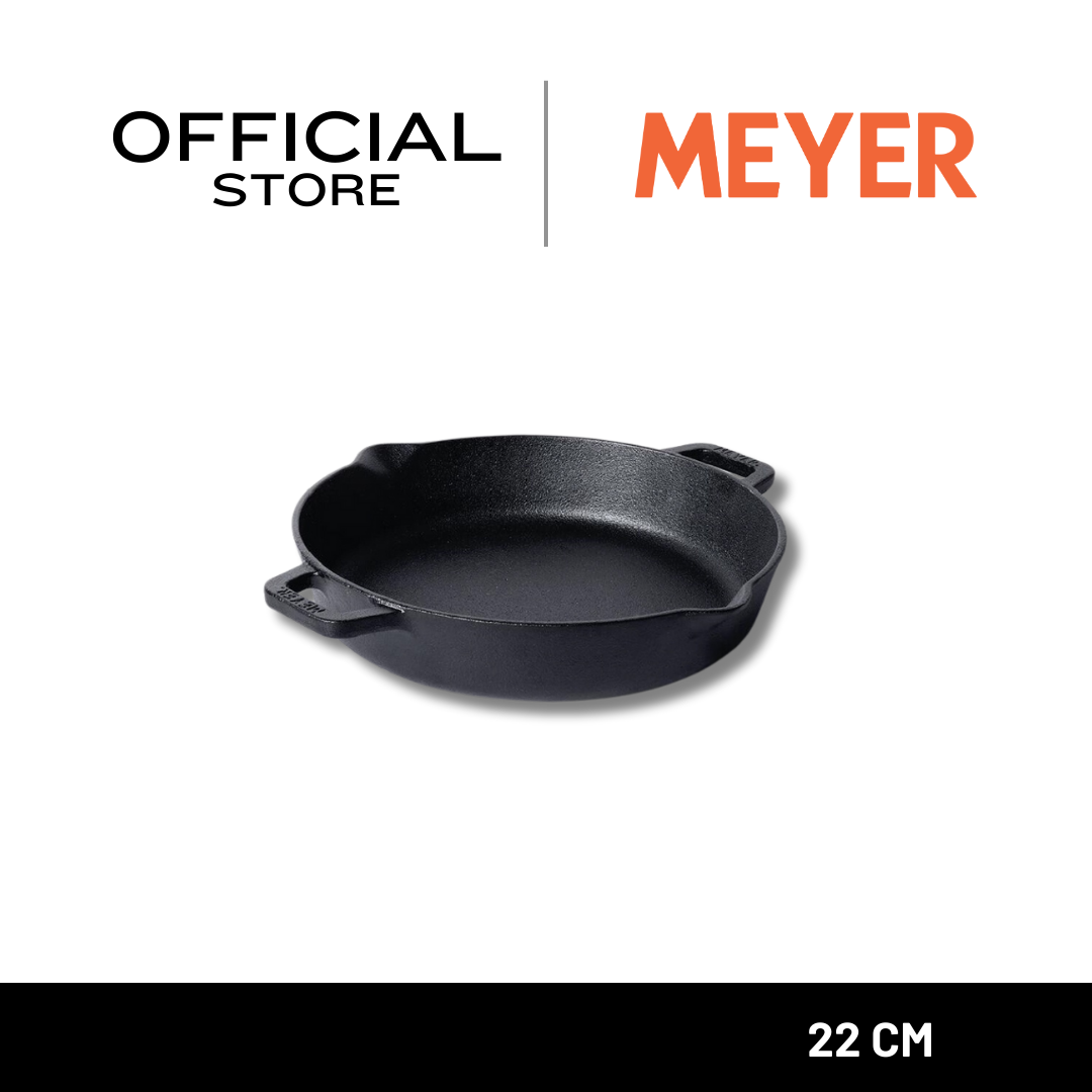 MEYER CAST IRON PRE-SEASONED CAST IRON 22CM TWO SIDE HANDLE SKILLET (48447-C)