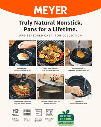 MEYER CAST IRON 26CM OPEN FRYPAN (48122-C)