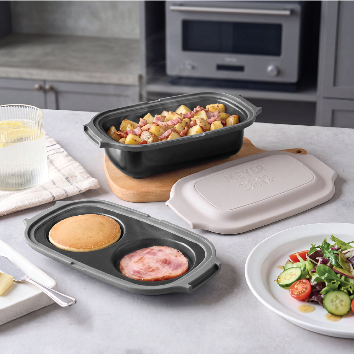 MEYER MICROWAVE SERIES ภาชนะทำอาหารในไมโครเวฟ สะดวก สุกไว อร่อยทันใจ หม้อ กระทะ ที่ทำแซนวิช