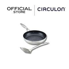 CIRCULON SteelShield S-Series กระทะทอดสแตนเลสสตีลเคลือบผิวลื่น ขนาด 24 ซม./9.5 นิ้ว พร้อมตะหลิวสแตนเลส Frypan with slotted turner (70055-T)
