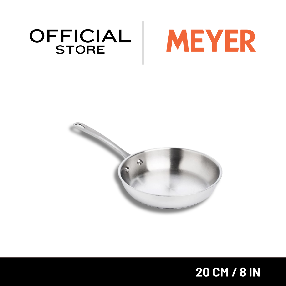 MEYER WHITE STEEL กระทะสแตนเลส ทรงตื้น ขนาด 20 ซม./ 8 นิ้ว  (71505-T)