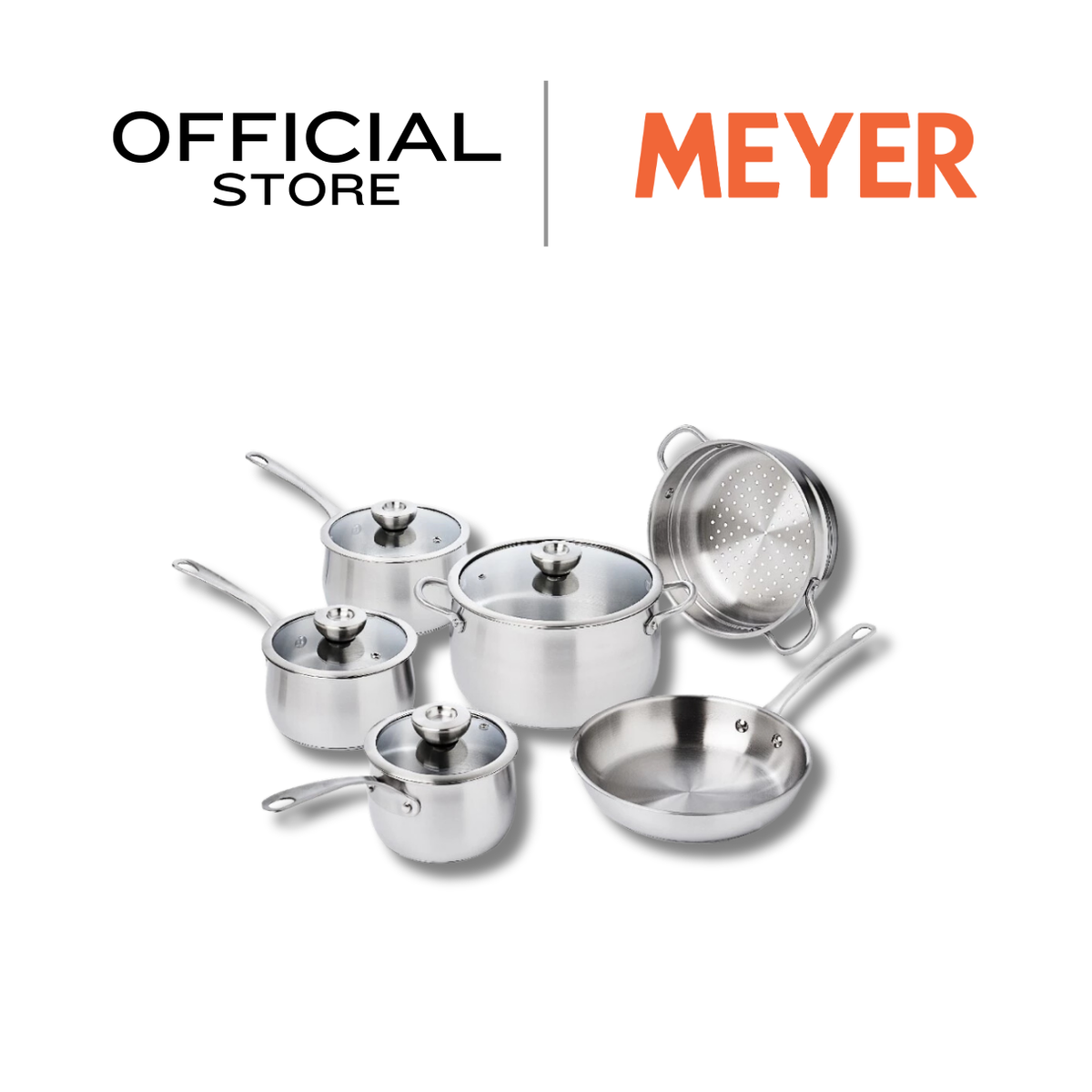 MEYER White Steel ชุดเครื่องครัวสเตนเลส 10 ชิ้น