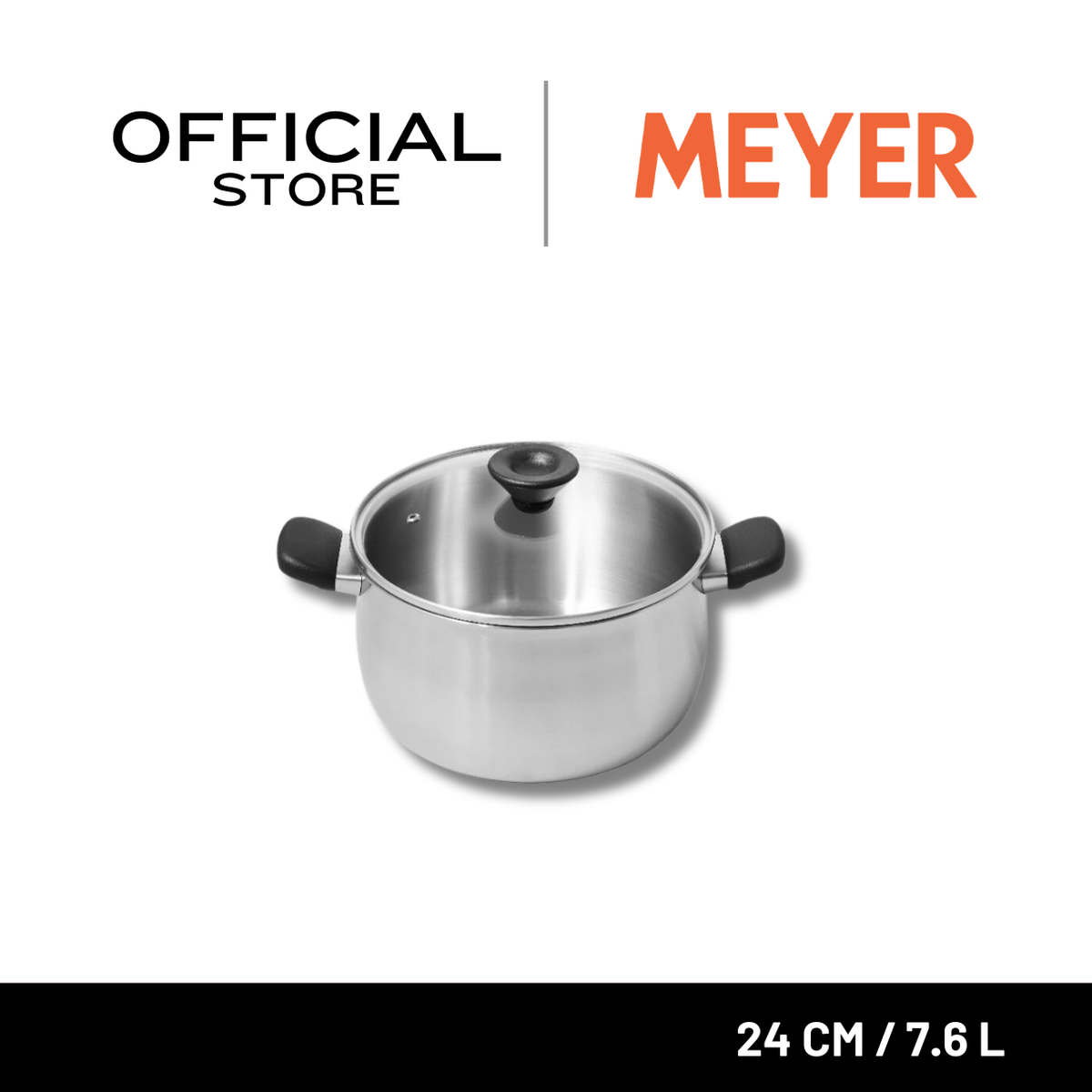 MEYER LUNA หม้อสแตนเลส ขนาด 24 ซม./ 6.2 ลิตร พร้อมฝาแก้ว (71797-T)