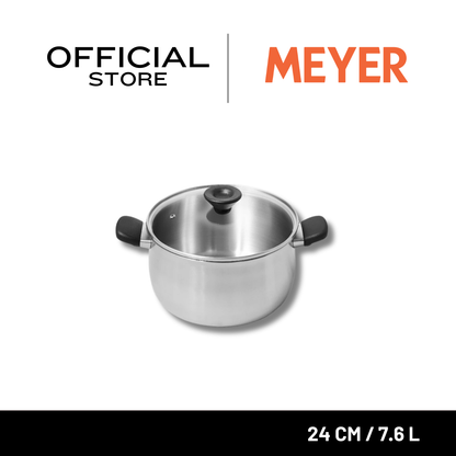 MEYER LUNA หม้อสแตนเลส ขนาด 24 ซม./ 6.2 ลิตร พร้อมฝาแก้ว (71797-T)