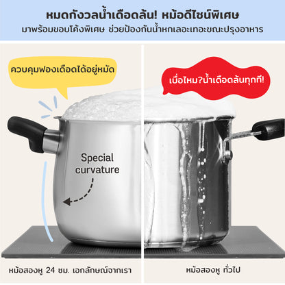 MEYER LUNA SS ซึ้งนึ่งสเตนเลส 24 ซม. มีซึ้งขายแยก ใช้ได้กับทุกเตา