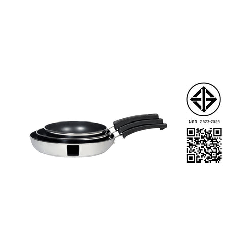 MEYER KITCHEN HACKS ชุดกระทะทอดสแตนเลสทรงแบน 3 ชื้น FRYPAN (78310-T)