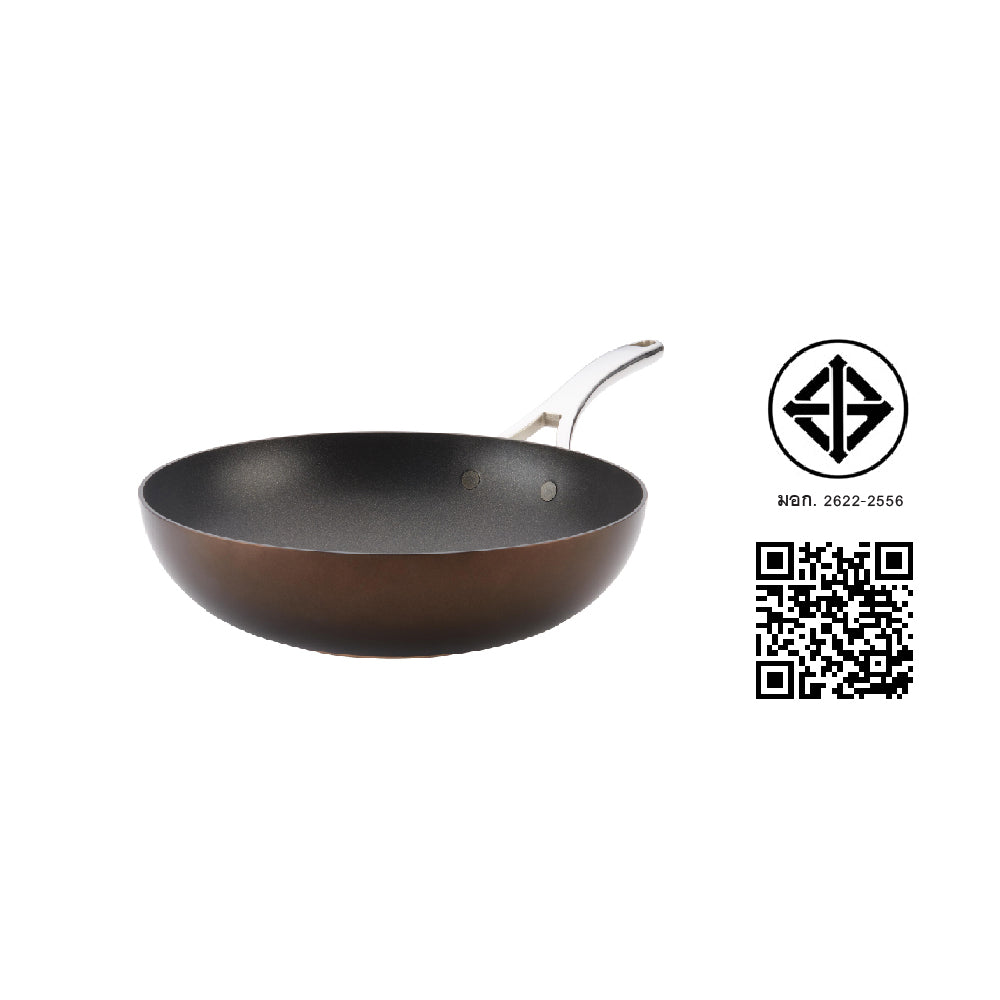 Anolon Nouvelle Copper Luxe กระทะผัด 30 ซม. เคลือบผิวลื่น ก้นลึก Stirfry (83856-T)