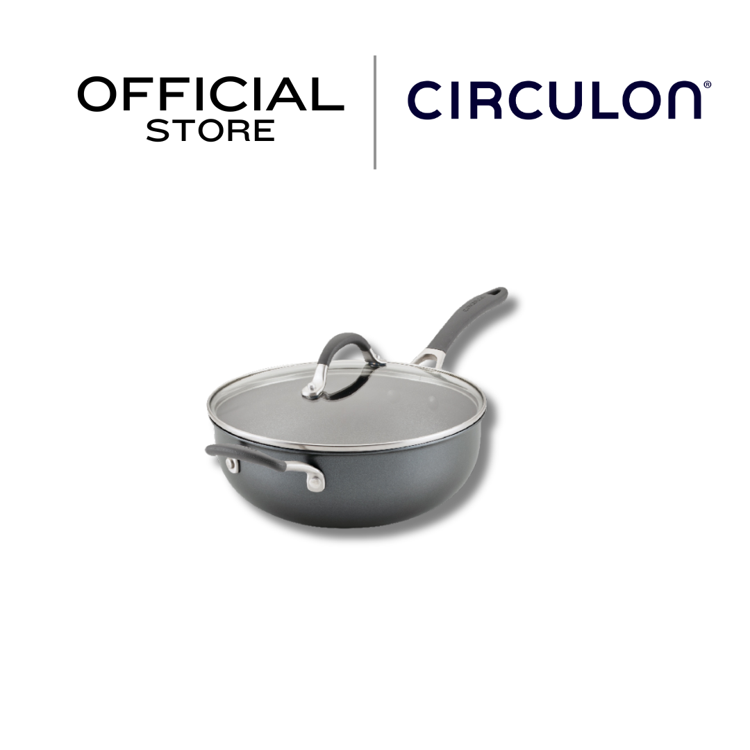 CIRCULON A1-Series เครื่องครัวอลูมิเนียมเคลือบผิวลื่น หม้อด้าม ขนาด 26 ซม./4.25 ลิตร พร้อมฝาแก้ว