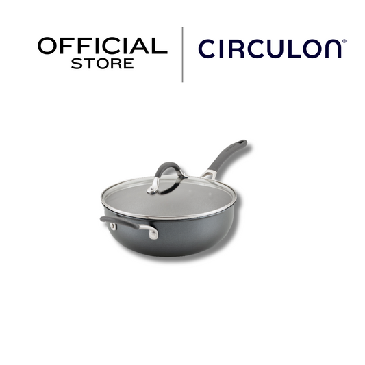 CIRCULON A1-Series เครื่องครัวอลูมิเนียมเคลือบผิวลื่น หม้อด้าม ขนาด 26 ซม./4.25 ลิตร พร้อมฝาแก้ว