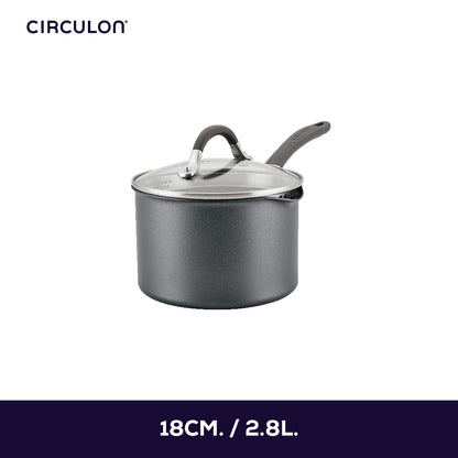 CIRCULON A1-SERIES เครื่องครัวอลูมิเนียมเคลือบผิวลื่น - หม้อด้าม ขนาด18ซม./2.8 ลิตร พร้อมฝาแก้ว (81833-T)