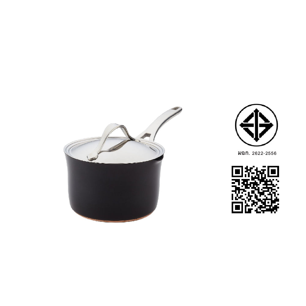 ANOLON NOUVELLE COPPER LUXE ONYX หม้อด้าม ขนาด 20 ซ.ม./3.3 ลิตร STRAINING SAUCEPAN (83880-T)