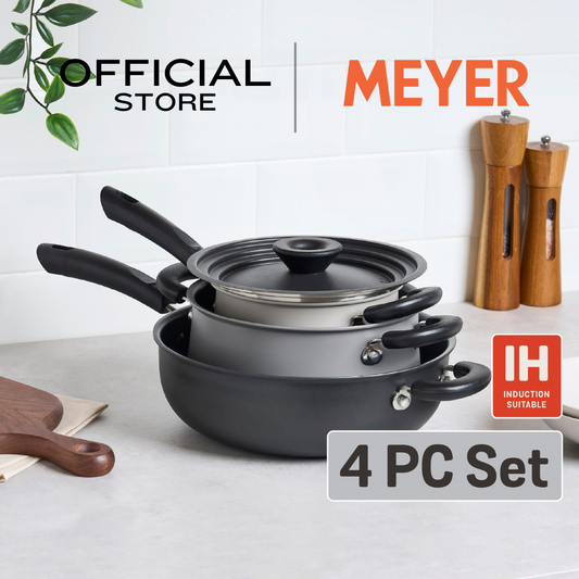 MEYER Stackable Cookware Set 4 ชิ้น Non-Stick ชุดหม้อกระทะ ประหยัดพื้นที่ครัว  (10162-T)