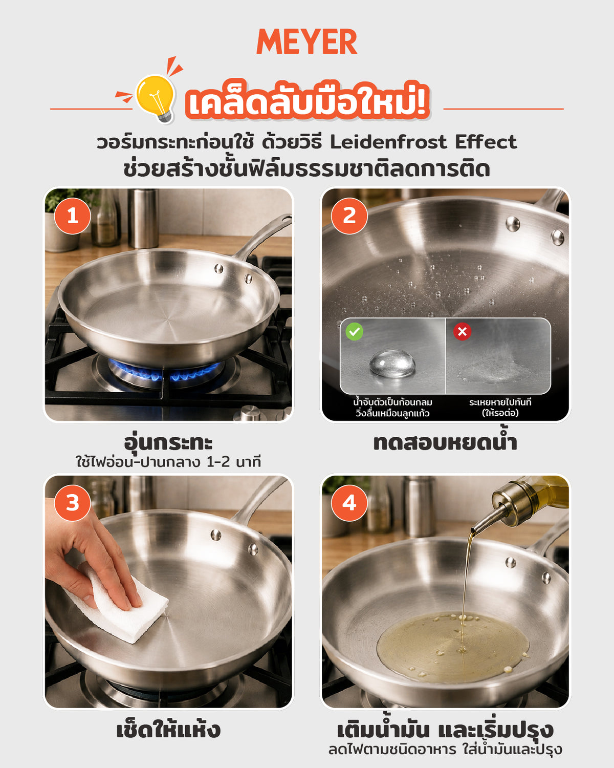 MEYER WHITE STEEL กระทะสแตนเลส ทรงตื้น 28 ซม. / 11 นิ้ว  (71507-T)