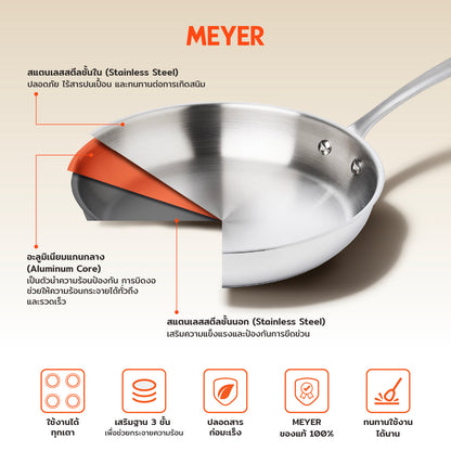 MEYER WHITE STEEL กระทะสแตนเลส ทรงตื้น 28 ซม. / 11 นิ้ว  (71507-T)