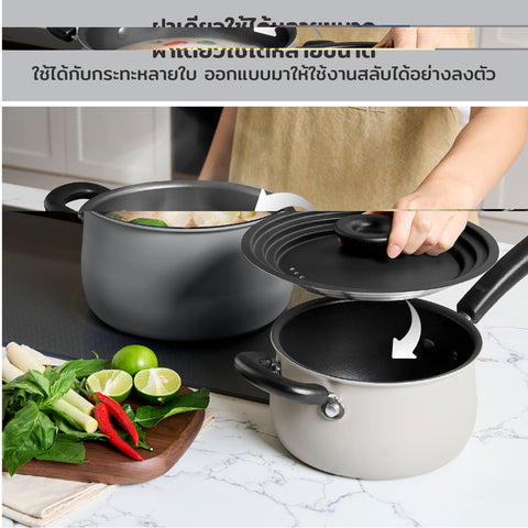 MEYER Stackable Cookware Set 4 ชิ้น Non-Stick ชุดหม้อกระทะ ประหยัดพื้นที่ครัว  (10162-T)
