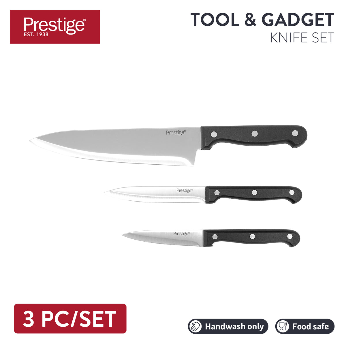Prestige easy perp 3 ชิ้น  มีดครัว อุปกรณ์ครัว ทนทาน ใช้งานง่าย (50583-C)