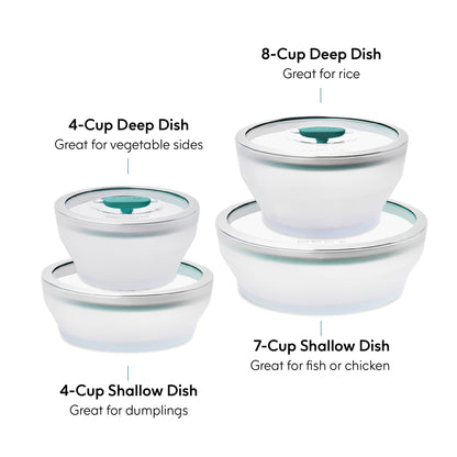 ANYDAY เซตชามแก้ว borosilicate ทำอาหารได้ด้วยไมโครเวฟ เตาอบ มีฝาปิด สูญญากาศ ถนอมอาหาร