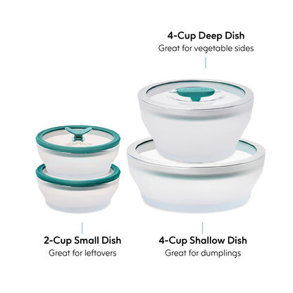 ANYDAY เซตชามแก้ว borosilicate ทำอาหารได้ด้วยไมโครเวฟ เตาอบ มีฝาปิด สูญญากาศ ถนอมอาหาร