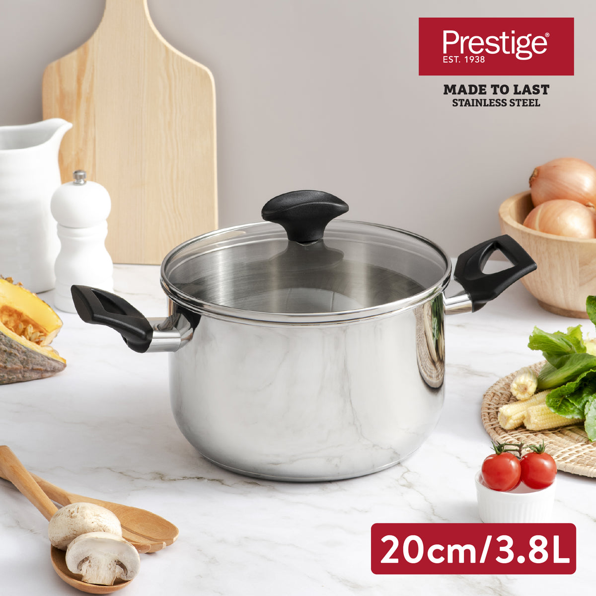 PRESTIGE Made To Last หม้อสแตนเลสสองหู Stockpot