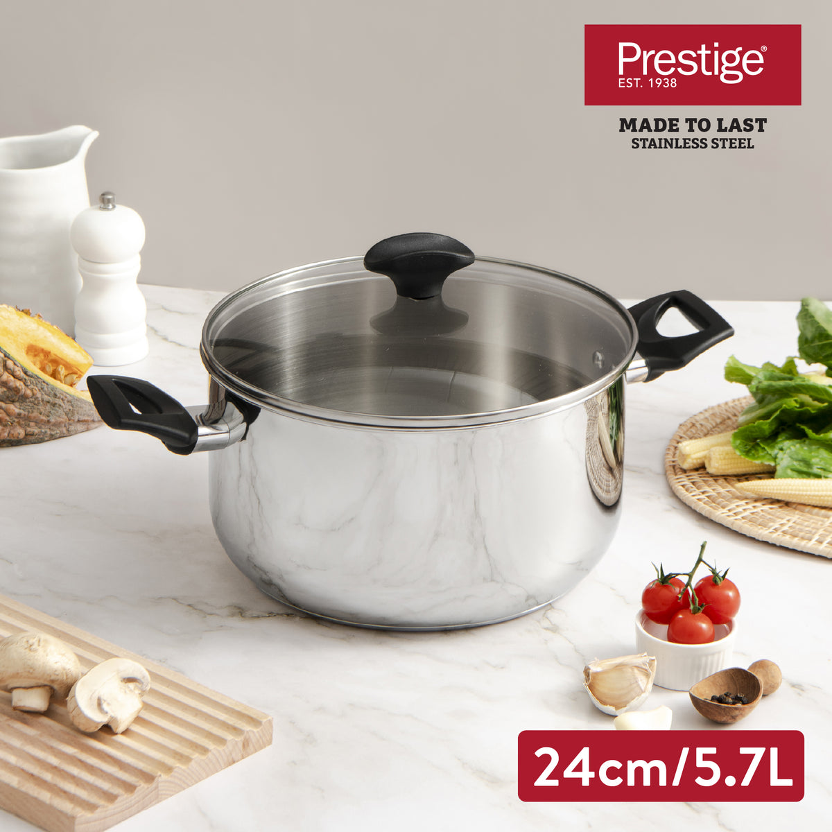 PRESTIGE Made To Last หม้อสแตนเลสสองหู Stockpot